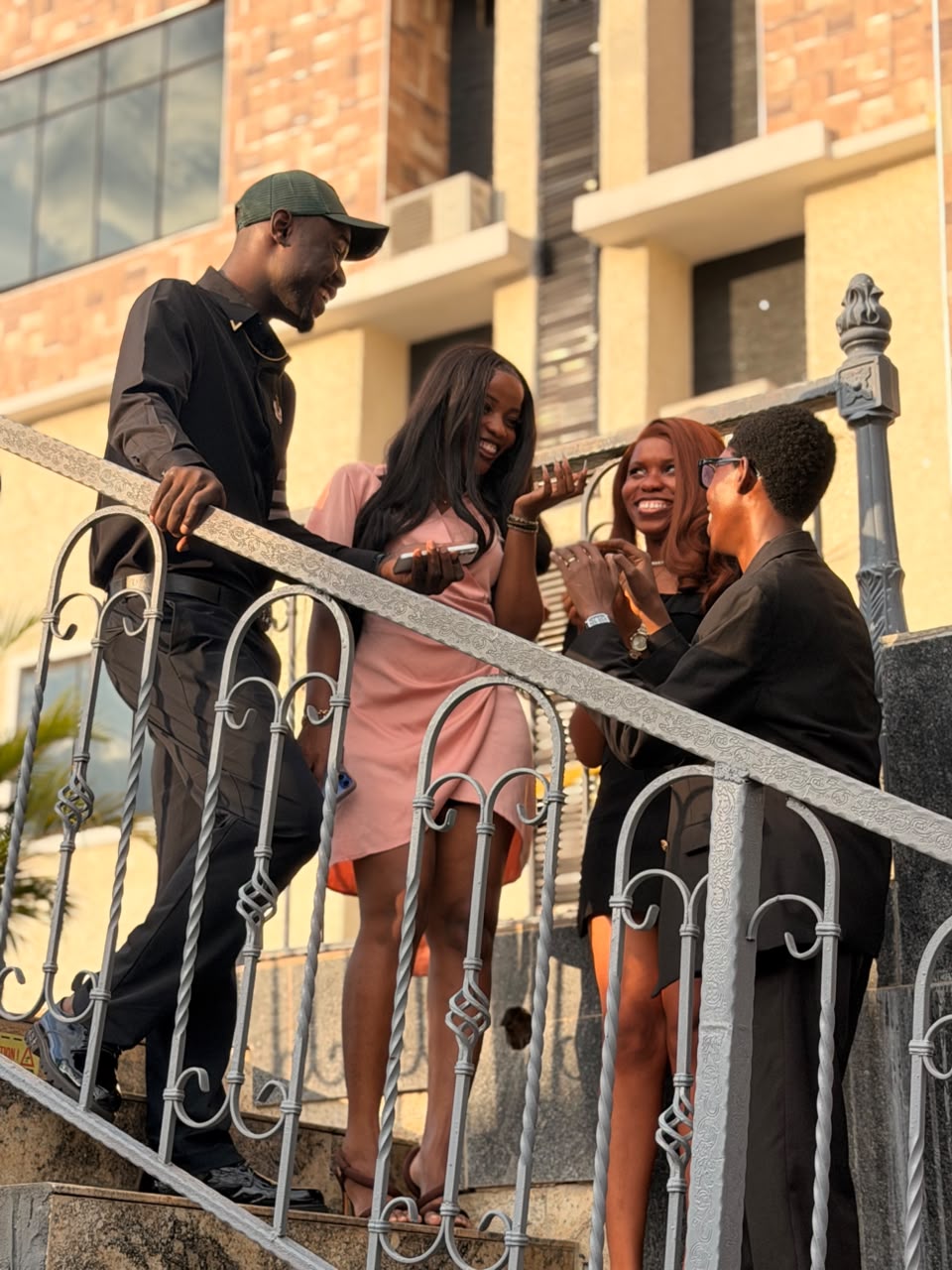 Cast sharing a candid moment